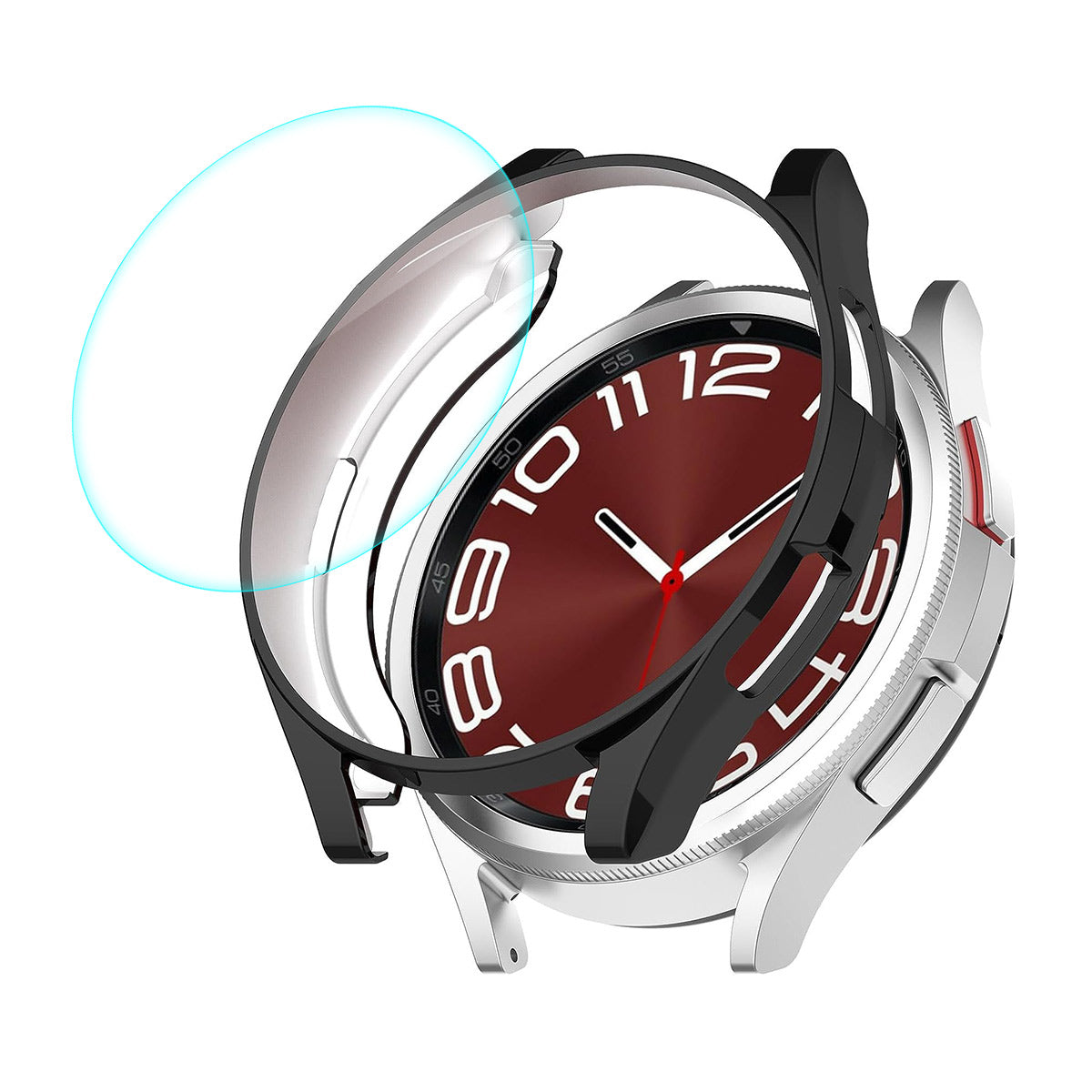 ENKAY HAT PRINCE For Samsung Galaxy Watch6 Classic 47mm Half-Cover Watch Case Electroplating TPU Frame with 0.2mm 9H Tempered Glass Screen Film ENKAY HAT PRINCE For Samsung Galaxy Watch6 Classic 47mm Half-Cover Watch Case Electroplating TPU Frame with 0.2mm 9H Tempered Glass Screen Film